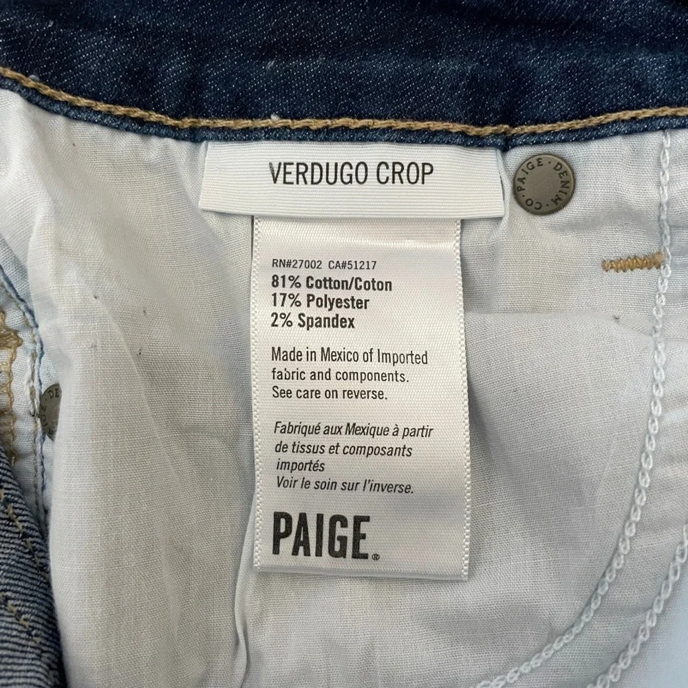 Paige Verdugo Crop Skinny Jeans‎ Zach Distressed Blue WJ787 Size 26 x 24